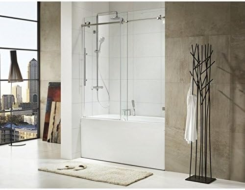 Paragon Bath 0ASBS03 Modern - Trident - Premium 3/8 In. (10Mm) Thick Clear Tempered Glass, Size: 59 1/2 In. W x 62 In. H, Frameless Sliding Shower Door In Chrome, Size: 59 1/2 Inch W x 62 Inch H