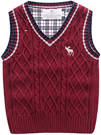 LoveDoDo Little Boys' Knitted V-Neck Pullover Vests Sweater