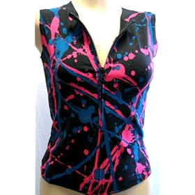 Mosquitohead Women's SPLATTER PRINT SLEEVELESS ZIPPER VEST