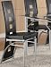 Set of 2 Dining Chairs Black Leather Like Matte Silver Finish