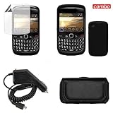 BlackBerry Gemini 8520/Curve 8530 Combo Solid Black Silicon Skin Case Facep ....