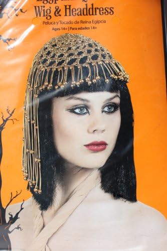 Cleopatra Wig with Beaded Headpiece Costume Accessory