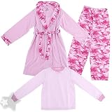 Pink Camo Pajama and Bath Robe Set for Girls