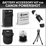 Clearmax Essential Accessories Bundle Kit for Canon Powershot Elph 100 HS , Elph 300 HS, Elph 310 HS Digital Camera Includes Extended Replacement Canon NB-4L Battery + Ac/dc Charger + Camera Case + 2.0 Card Reader + Cap Tripod + More