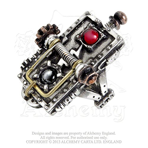 Victorian Van Helsing Kinetic Vampire Mosquito Trap Moving Pewter Ring by Alchemy Gothic Size 9.5
