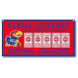 Kansas Jayhawks 2008 NCAA Men's Basketball National Champions Red 36x18 5 Time Champ Banner