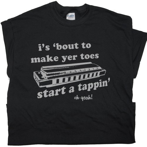 XL - Harmonica T Shirt Jazz Blues Folk Rock Hohner BB King Band Shirtmandude T Shirts