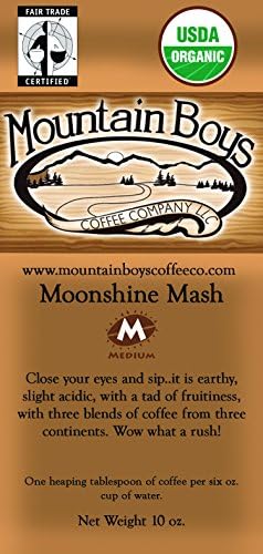 Mountain Boys Air-Roasted Organic Fair Trade Coffee - MOONSHINE MASH - 10 Oz (2 Pack) (Ground)