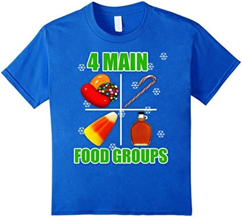 Kids 4 Main Food Groups Elf Buddy Christmas Holiday Movie T Shirt 12 Royal Blue