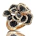 18K Gold Flower Shape Ring with Black and White Diamonds Diamonds= 1.64cts; Black Diamonds= 1.96cts
