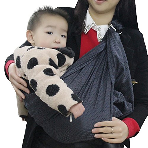 Summer Adjustable Baby Wrap Water Ring Sling Carrier Infant Wrap Toddlers Perfect Baby Shower Gift with Polyester and Quickdry POLYESTER Fabric Material to Indoor Outdoor Travel for Newborn (Gray)