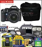 Pentax K2000 10.2MP Digital SLR w/ 18-55mm f/3.5-5.6 DA L Lens, AF200FG Flash, Transcend 4GB SDHC Memory, & Starter Accessory Kit