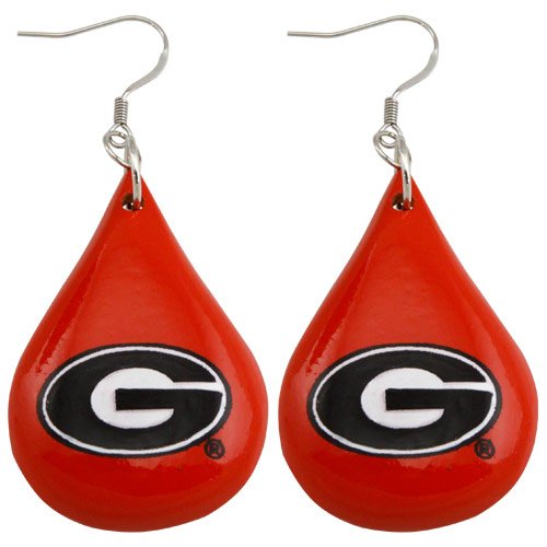 Dayna U Georgia Bulldogs Red Tear Drop Wooden Earrings