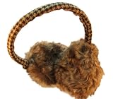 Brown / Tan Houndstooth Adjustable Faux Fur Ear Muffs