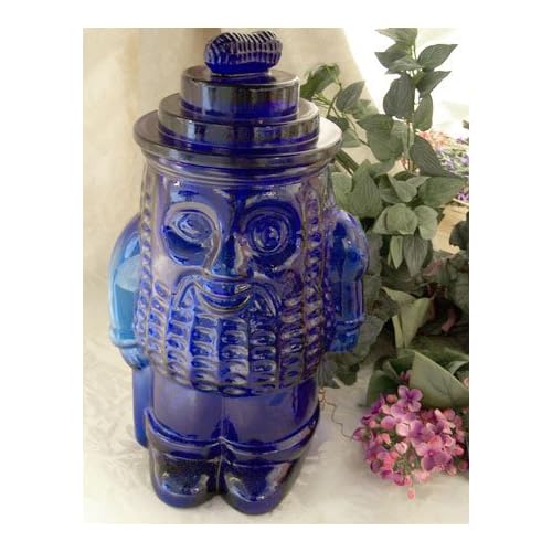 Mr Peanut Cobalt Blue Glass Jar Food Canisters