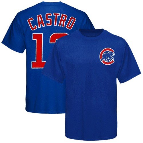 Majestic Chicago Cubs #13 Starlin Castro Youth Royal Blue Player T-shirt (Large)
