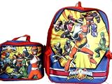 Power Rangers Backpack with Lunch Bag - Black, Red and Blue Rangers Large Backpack