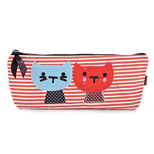 Buytra Cat Canvas Student Pen Pencil Case Coin Purse Pouch Cosmetic Makeup Bag