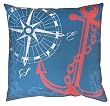 Compass and Anchor Nautical Reversible Indoor/Outdoor Weather Resistant Fabric Pillows (Set of two 20 inch)