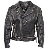 Xelement Mens Antique-Brown Rub-Off Motorcycle Jacket