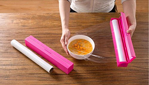 Great2u Classic Plastic Wrap Cling Sickle Cutter Food Storage Holder Blade Cutter Kitchen Tool Purple Color