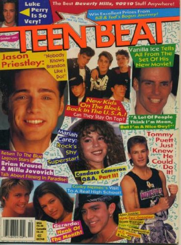 Teen Beat October 1991 New Kids on the Block, Vanilla Ice, Jason Priestley, Mariah Carey, Beverly Hills 90210, Tori Spelling