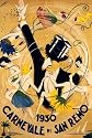 CARNEVALE 1930 SAN REMO CARNIVAL GIRLS DANCING ITALY ITALIA SMALL VINTAGE POSTER REPRO