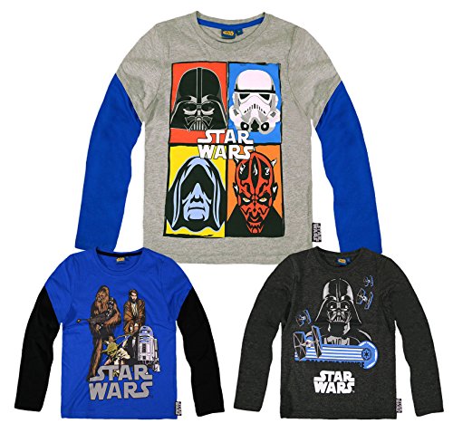 Boys Official Star Wars Long Sleeved Cotton T-Shirt