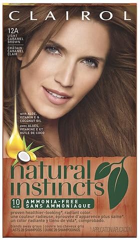 Clairol Natural Instincts Non-Permanent Hair Color, 12A/6BZ Light Caramel Brown (Pack of 4)