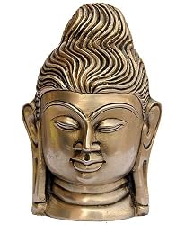 Buddha Head Brass Statue Collectible Figurines 5 x 3 inches