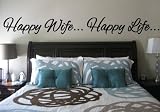 Happy Wife Happy Life - Decal - Sticker - Home Decor- Vinyl Letters - Matte Black by Stella's Vinyl 