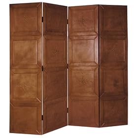 Global Views Brown Leather 4-Panel Screen by Global Views