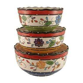 3PC MIXING BOWLS, BOWLS,CERAL BOWLSTUTTI FRUTTI DECOR by ACK