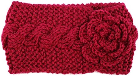 Knitted Flower Winter Headband (Purple) - Cold Weather Bandana Earmuff