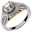 Two Tone Empire Style Diamond Engagement Ring (Center stone is not included)