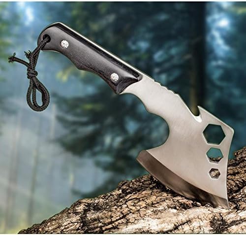 Multi-Function Outdoor Camping Axe with Built-in Saw Tooth, Wrench, Bottle Opener, Seatbelt Cutter and Heat-Forged Stainless Steel Blade