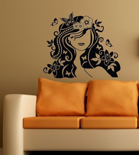 Flower Girl Mural Wall Decor Art Vinyl Decal Sticker 25" Tall