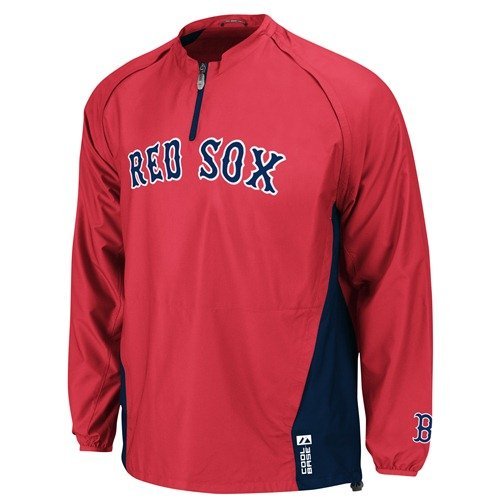 MLB Men's Boston Red Sox Gamer Jacket Long Sleeve 1/4 Zip V-Neck Gamer Jacket (Pro Scarlet/Pro Navy, Large)
