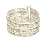 Beads and Wire White Cuff Beaded Bangle Cuff [White] -Fair Trade Gifts