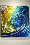 IMAGE OF Ocean Painting Metal Wall Art, Oceanwave Modern Wall Sculpture