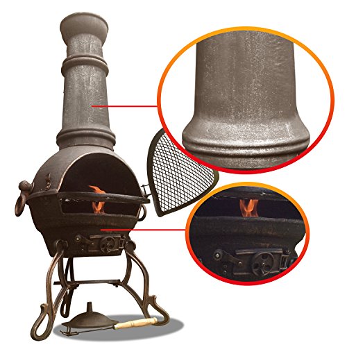 Chimnea Large Cast Iron Chiminea With Swivel Barbecue Bbq Grill By