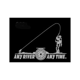 Any River Any Time Upstream Images Silver Vinyl Wildlife Car Truck Window Decal Sticker