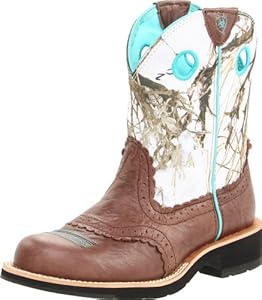 Ariat Women's Fatbaby Cowgirl Equestrian Boot,Brown Crinkle/Snowflake,5.5 M US