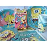 SpongeBob SquarePants Theme Birthday Party or Pool Party Package ~ Invitations, Thank-You Postcards, Dinner Plates, Dessert Plates, Napkins, Cups, and Loot Bags (Treat Sacks) ~ Serves 8 Guests ~ Party Makers Plus for...