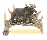 Sculptured Moose And Antler Rustic Toilet Tissue Holder