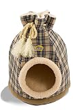Cleo Cat Bed Duffle Cream Tartan Large