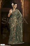 Georgette Green Trendy New Designer Indian Sari Saree