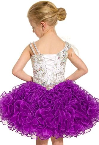 XWHT Baby Girls' Mini Cupcakes Feather Party Dresses 8 US White & Purple