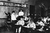 Art Poster, Students and Teacher in Public School Classroom - 27.5 x 18.75