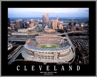 Cleveland Browns - Browns Stadium Aerial - Med - Wood Mounted Poster Print